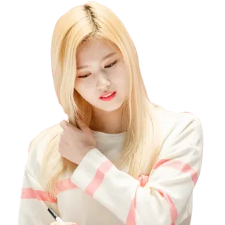 😞 orang, wanita, rambut pirang, potret, idola, k-pop telegram sticker