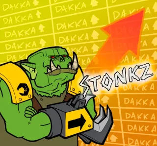📈 STONKZ Орк, Stonks, Дакка, Warhammer 40k, Мем, Финансы telegram sticker