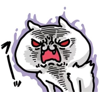 ❤ gato, enojado, exclamación, dibujo animado, felino, lindo, ilustración telegram sticker