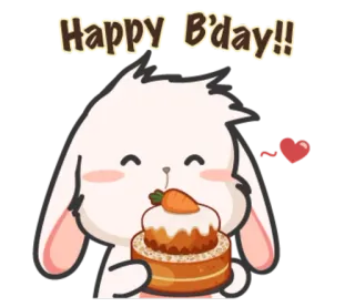 🎂 Happy B'day!! thỏ, sinh nhật, bánh kem, cà rốt, vui vẻ, lễ kỷ niệm, dễ thương telegram sticker