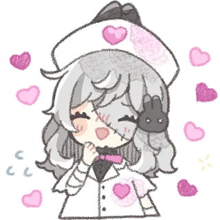 😂 chica anime, enfermera, corazones rosas, lindo, kawaii, dibujos animados, chibi telegram sticker