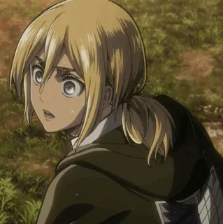 😨 Krista Lenz Attack on Titan anime, pelo rubio, personaje, asustado telegram sticker