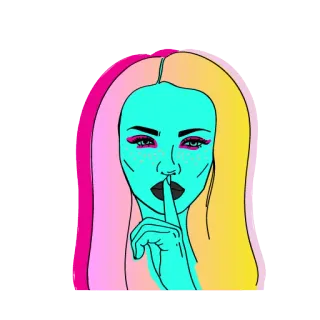 🤐 Frau, Pssst, Finger, Ruhe, Mädchen, Lippen, Still telegram sticker