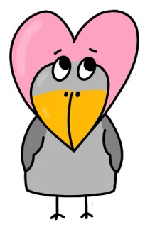 ❤️ ptak, serce, uroczy, kreskówka, miłość, zwierzę telegram sticker