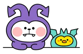 👻 słodkie, zwierzęta, kreskówka, naklejka, fioletowy, niebieski, kawaii, potwór telegram sticker