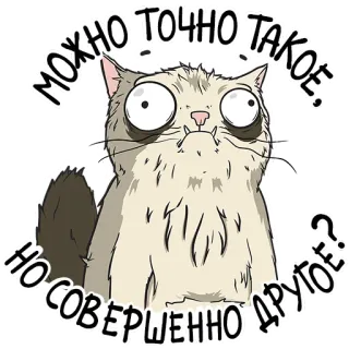 😅 МОЖНО ТОЧНО ТАКОЕ, НО СОВЕРШЕННО ДРУГОЕ? kucing, meme, lucu, stiker, ekspresi, pertanyaan whatsapp sticker