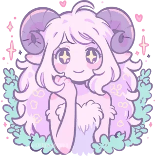 🐏 cute, ram, fantasy, pastel, kawaii, animal, sheep telegram sticker