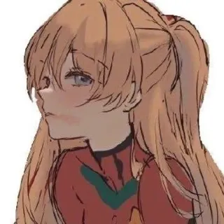 ❤️ Asuka Langley Soryu Neon Genesis Evangelion Anime, Gadis, rambut panjang, Karakter, serius telegram sticker