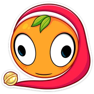 😳 orange, dessin animé, fruit, bonnet de nuit, personnage, emoji telegram sticker