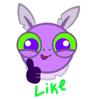 👍 Like животное, большой палец вверх, позитив, милый, мультик, кролик telegram sticker