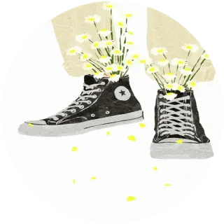 🌸 обувь, кроссовки, цветы, ромашки, винтаж, эстетика telegram sticker