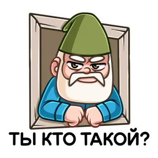 😠 ТЫ КТО ТАКОЙ? gnomo, zangado, janela, desenho animado, barba telegram sticker