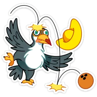🤪 cartoon, bird, bowling, sticker, funny, humor telegram sticker