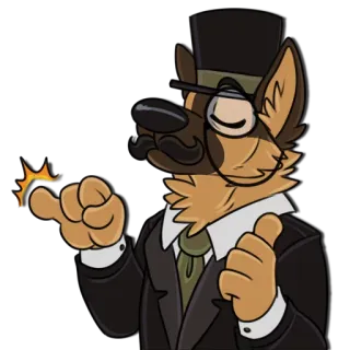 💎 Hund, anthropomorph, Zylinder, Monokel, Anzug, Cartoon telegram sticker