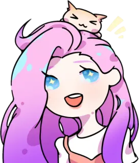 😃 Мультфильм, Аниме, Милый, Кот, Розовый, Каваий, Наклейка telegram sticker