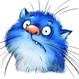 😕 gatto, blu, cartone animato, divertente, carino telegram sticker