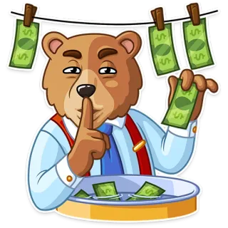🤫 деньги, медведь, отмывание денег, секрет, бизнес, финансы telegram sticker