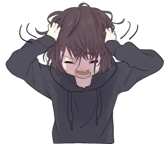 😫 аниме, мультфильм, потертый, расстроен, раздражен, стресс telegram sticker