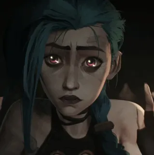 ✖ Jinx Arcane Jinx, Arcane, League of Legends, Cartoni animati, Capelli blu, Anime telegram sticker