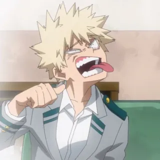 💥 Bakugo Katsuki My Hero Academia Bakugo, My Hero Academia, Anime, Manga, Karakter, wajah lucu, julur lidah whatsapp sticker