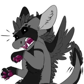 😥 dragon, furry, monstre, créature, animal, dessin animé, ailes, griffes telegram sticker