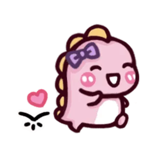 😝 dinosaurier, süß, rosa, cartoon, kawaii, aufkleber, illustration whatsapp sticker