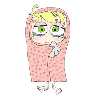 😢 cartoon, crying, sad, tearful, blanket, illustration telegram sticker