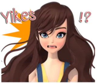 😨 Yikes!? Kreskówka, Kobieta, Wyraz, Wykrzyknik, Anime telegram sticker