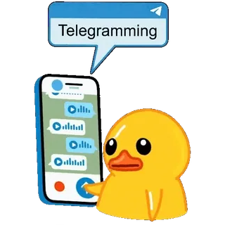 😀 Duck Telegram Telegramming duck, telegram, messenger, chatting, smartphone, cute, messaging, cartoon whatsapp sticker
