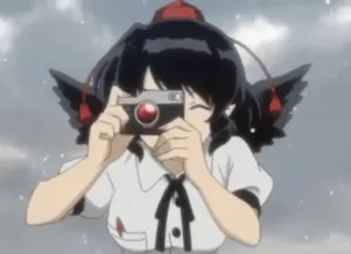 📷 Anime, Garota, Câmera, Asas, Brincos, Personagem telegram sticker