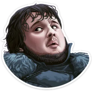 😰 Samwell Tarly Game of Thrones Samwell Tarly, Game of Thrones, Personagem, Fantasia, Adesivo telegram sticker