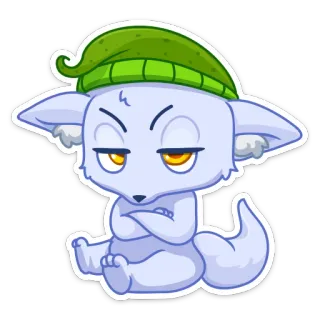 😑 lis, kreskówka, zwierzę, naklejka, zrzędliwy, kapelusz, słodki telegram sticker