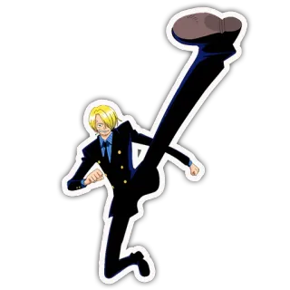 💥 Sanji One Piece Санджи, Ван Пис, аниме, удар ногой, пират, мультфильм telegram sticker