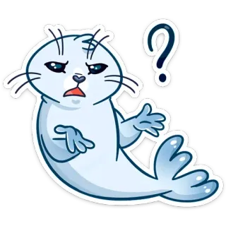 🤷‍♂️ anjing laut, bingung, tanda tanya, imut, binatang, kartun, stiker telegram sticker