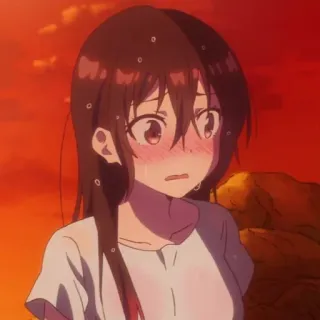🍫 Chizuru Ichinose Rent-A-Girlfriend 애니메이션, 치즈루, 여친, 빌리겠습니다, 캐릭터, 울음, 젖은 telegram sticker