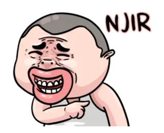 😁 NJIR expresión, cara, ofensivo, indonesio, dibujos animados whatsapp sticker