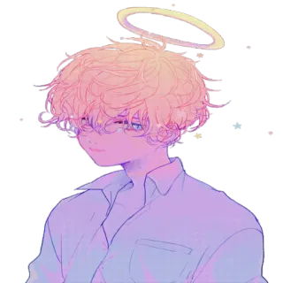 😇 Аниме, Ангел, Гало, Парень, Пастель, Эстетика whatsapp sticker