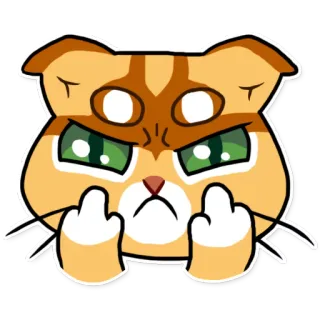 🖕 gato, dedo corazón, gesto ofensivo, dibujos animados, enfadado whatsapp sticker