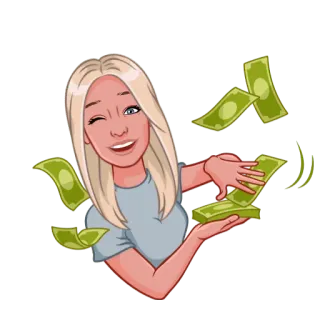 🤑 geld, contant, blond, vrouw, cartoon, rijkdom, succes telegram sticker