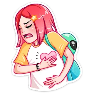 ❤️ sticker, cartoon, anime, girl, pain, heart, character whatsapp sticker