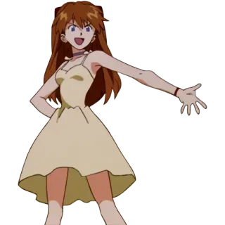 😝 Asuka Langley Soryu Neon Genesis Evangelion anime, character, girl, dress, manga telegram sticker