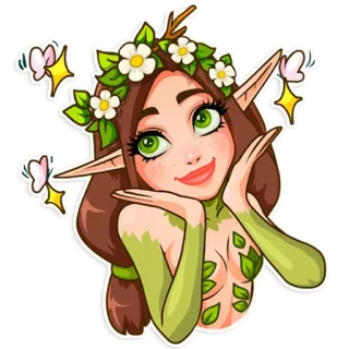 🦋 elfo, fata, foresta, natura, fantasia, donna telegram sticker