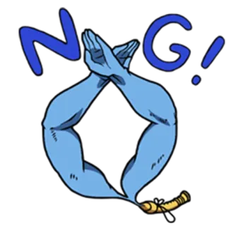 👎 NG! Dibujo animado, No, Negativo, Desaprobación, Azul, Expresión, Brazo, Brazos cruzados whatsapp sticker