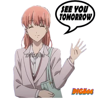 🤗 SEE YOU TOMORROW 애니메이션, 여자, 안녕, 내일, 파도, 만화 telegram sticker