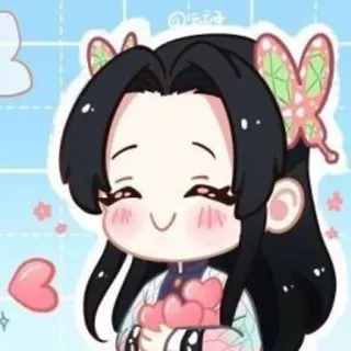 🌸 Shinobu Kocho Demon Slayer Anime, Shinobu Kocho, Demon Slayer, Lucu, Hati, Chibi whatsapp sticker