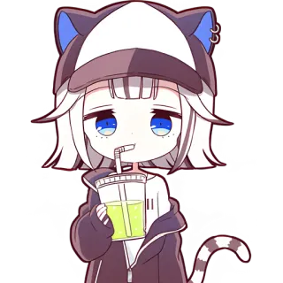 🍹 Anime, Kawaii, Manga, Dễ thương, Chibi, Mèo, Uống telegram sticker