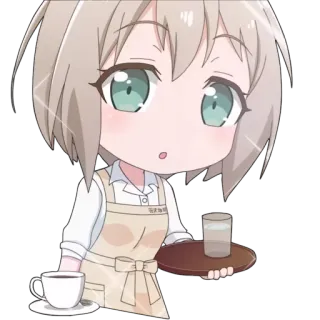 ☕️ アニメ, 女の子, ウェイトレス, コーヒー, 飲み物, 可愛い telegram sticker