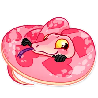 😊 cobra, rosa, coração, fofo, desenho animado, animal telegram sticker