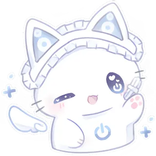 😉 고양이, 귀여운, 카와이, 디지털 아트, 스티커, 만화, 동물, 마스코트 telegram sticker