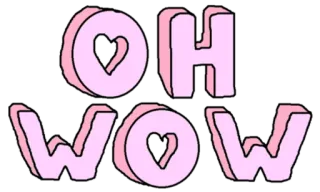 😱 OH WOW wow, text, pink, hearts, oh telegram sticker